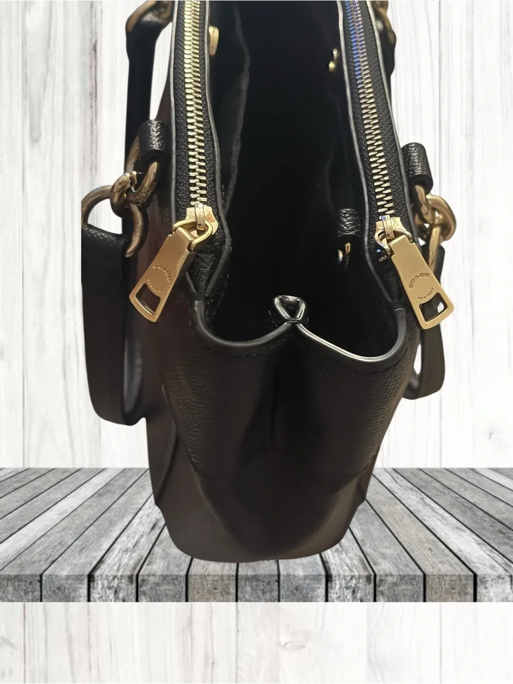 Coach Mini Brooke Carryall Black Crossgrain Leather Gold Hardware